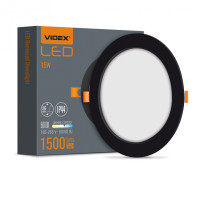 LED світильник Back вбудований круглий VIDEX 15W 5000K Black