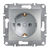 Розетка з заземлюючим контактом, зах. шторками Asfora Алюміній Schneider Electric EPH2900261
