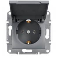 Розетка з заземленням з кришкою ASFORA Сталь Schneider Electric PH3100162
