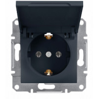 Розетка з заземленням з кришкою ASFORA Антрацит Schneider Electric EPH3100171