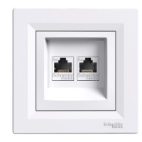 Розетка комп'ютерна подвійна RJ45 cat5e біла Asfora Schneider Electric EPH4400121