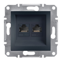 Розетка комп'ютерна подвійна RJ45 cat5e UTP антрацит Asfora Schneider Electric EPH4400171
