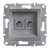 Розетка телефонна RJ11 4-х контактна подвійна сталь Asfora Schneider Electric EPH4200162