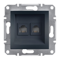 Розетка телефонна RJ11 4-х контактна подвійна антрацит Asfora Schneider Electric EPH4200171