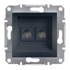 Розетка телефонна RJ11 4-х контактна подвійна антрацит Asfora Schneider Electric EPH4200171