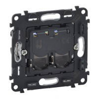 Механізм розетки комп'ютерної RJ45 подвійний категорії 6a STP IN'MATIC 753049 Legrand Valena