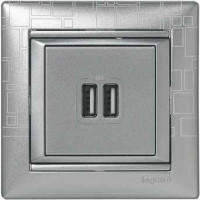 Розетка подвійна 2хUSB алюміній Valena Legrand 770270