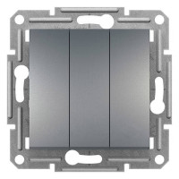 Вимикач 3-х клавішний сталь Asfora Schneider Electric EPH2100162