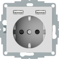 Розетка силова 16А з 2-ма USB 2.4A, Активно-білий System-M Merten MTN2366-0325