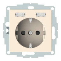 Розетка силова 16А з 2-ма USB 2.4A, бежевий System-M Merten MTN2366-0344