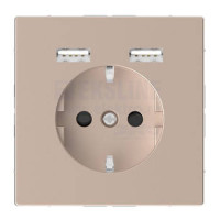 Розетка силова 16А з 2-ма USB 2.4A Шампань SD Merten MTN2366-6051