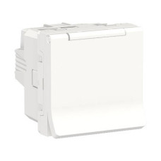 Розетка з з/к, зі шторками з кришкою, 16А, гвинтові зажими біла Unica New NU303718TA