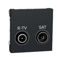 Розетка R-TV SAT одинарна, 2 модуля антрацит Unica New NU345454