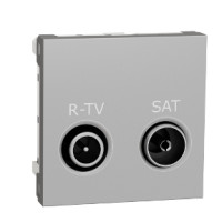 Розетка R-TV SAT прохідна, 2 модуля алюміній Unica New NU345630