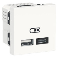 Подвійна USB розетка A+C білий Unica New NU301818