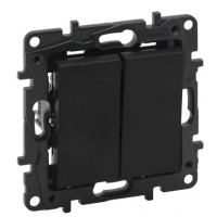 NILOE STEP Перемикач двоклавішний 10А автоматичні клеми, колір Чорний