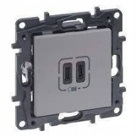NILOE STEP Розетка USB Тип С+C 15 Вт 5 В, колір Алюміній