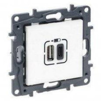 NILOE STEP Розетка USB Тип А+C 12Вт+15Вт 5 В, колір Білий