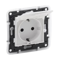 NILOE STEP Розетка силова з кришкою 2К+З IP44 16А, 250 В автоматичні клеми, колір Білий