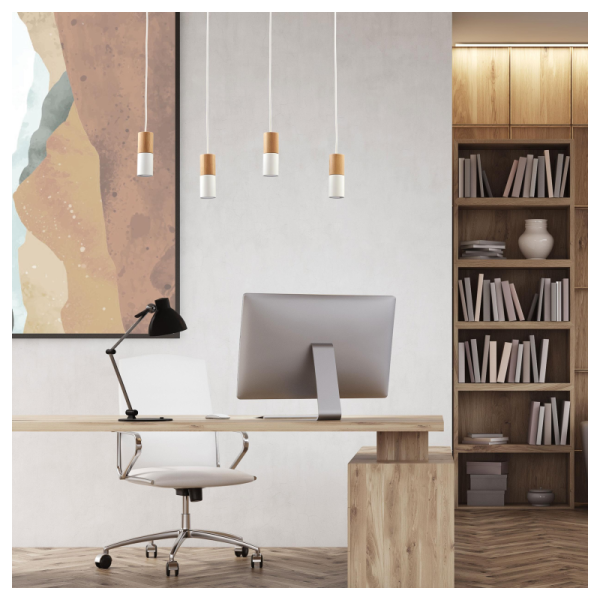TK-Lighting ELIT WHITE/WOOD 4 6307