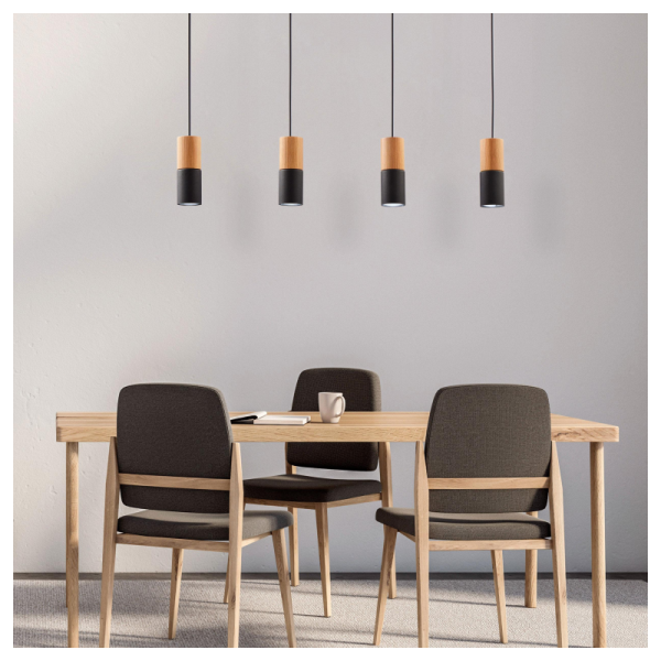 TK-Lighting ELIT BLACK/WOOD 4 6311