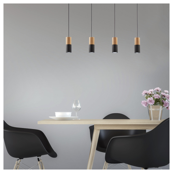 TK-Lighting ELIT BLACK/WOOD 4 6311