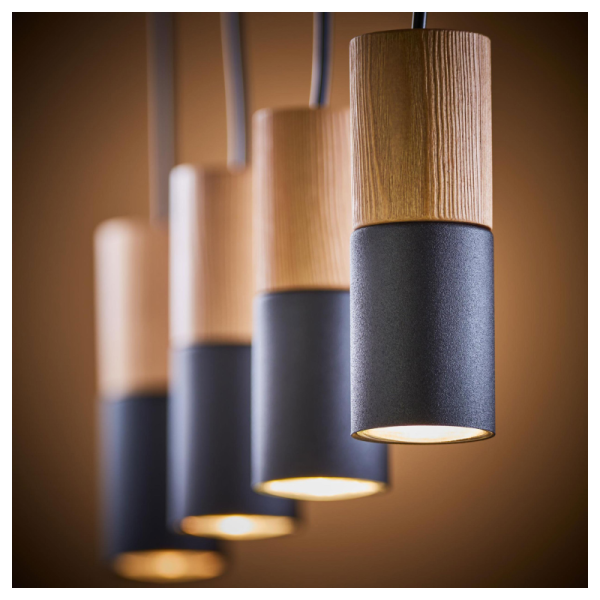 TK-Lighting ELIT BLACK/WOOD 4 6311