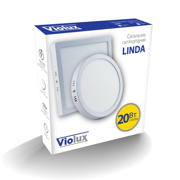 Світильник LED Violux ДББ LINDA квадрат 20W 5000K IP20 ( 320091 )