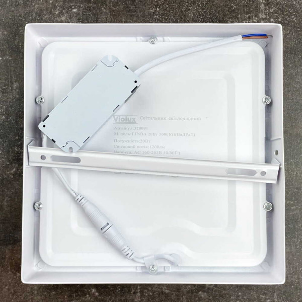 Світильник LED Violux ДББ LINDA квадрат 20W 5000K IP20 ( 320091 )